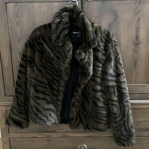 Catherine Malandrino Brown Tiger Print Teddy Jacket